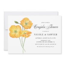 Naranja acuarela Flores de amapola Ducha de pareja