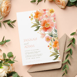 Invitación Naranja acuarela moderna Boda floral de durazno