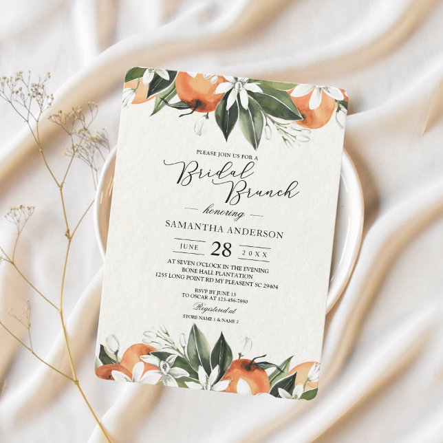 Invitación Naranja acuático moderno y deja belleza (Subido por el creador)
