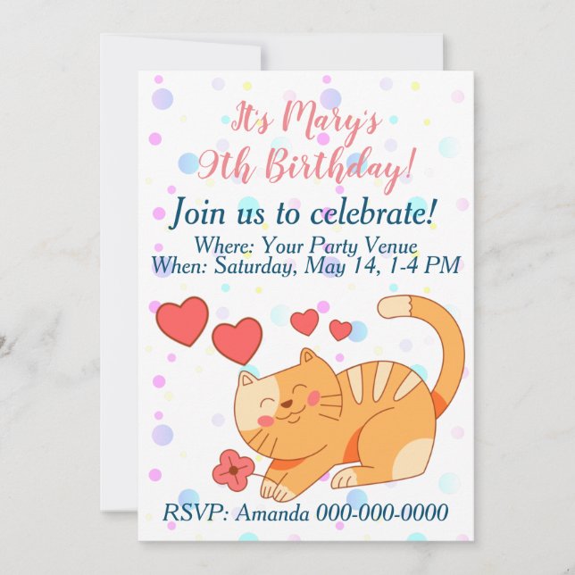 Invitación Naranja Amante De La Cuta Tabby Kitten (Anverso)