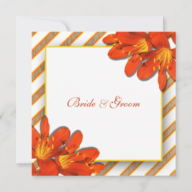 Invitación Naranja amarillo boda rojo clívia (Anverso)