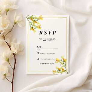 Invitación Naranja amarillo botánico primavera verde floral R