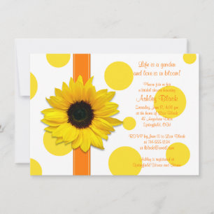 Invitación Naranja amarillo girasol Polka Dot Bridal Shower