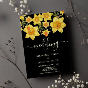 Invitación Naranja amarillo negro  daffodil boda floral