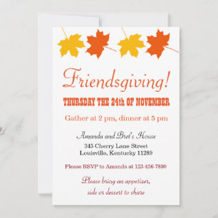 Invitación Naranja amarillo otoño deja amistad
