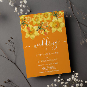 Invitación Naranja amarillo primaveral  daffodil boda floral
