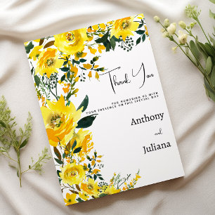 Invitación Naranja amarillo verano botánico floral Gracias