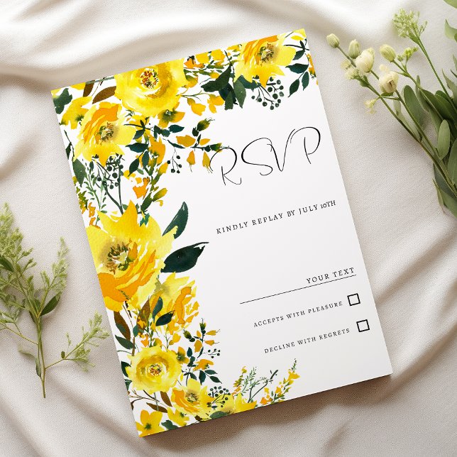 Invitación Naranja amarillo verano floral botánica RSVP (Orange yellow summer botanic floral RSVP )
