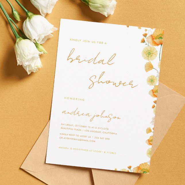 Invitación Naranja Amarillo Vibrante Verano Jardín Ducha Noda (Subido por el creador)