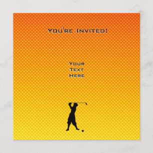 Invitación Naranja Amarillo Vintage Golfer