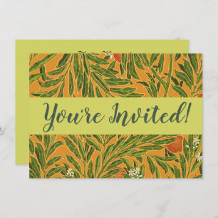 Invitación Naranja Árbol Vintage Floral Colorido
