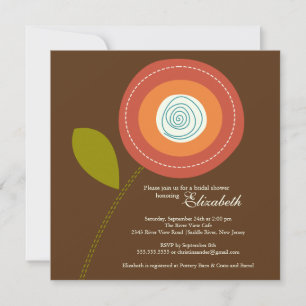 Invitación Naranja audaz moderno Bloom Bridal Shower Invitaci