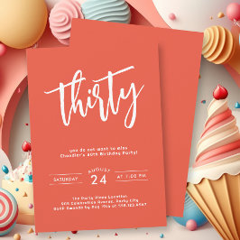 Invitación Naranja audaz simple 30.º Fiesta de cumpleaños