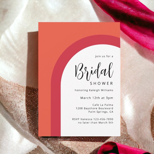 Invitación Naranja audaz y ducha de novia de arco simple rojo (Subido por el creador)