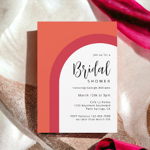 Invitación Naranja audaz y ducha de novia de arco simple rojo