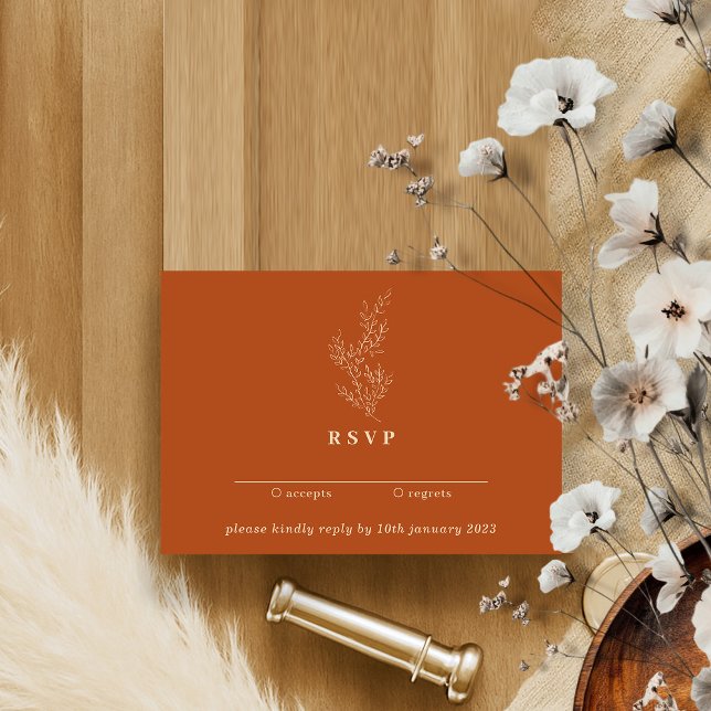 Invitación Naranja Autumn Floral Kindly Responder (Subido por el creador)