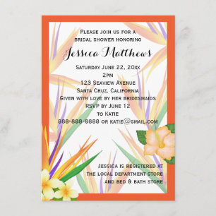 Invitación Naranja Ave del Paraíso: Boda de la Ducha Bridal