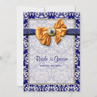 Invitación naranja azul boda PERSONALIZADO floral