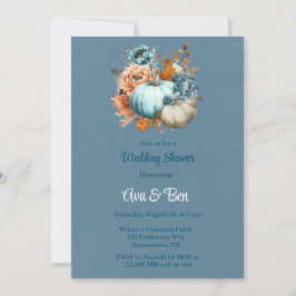 Invitación Naranja Azul Calabaza Peony Wedding Ducha