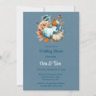 Invitación Naranja Azul Calabaza Peony Wedding Ducha