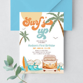 Invitación Naranja Azul CUALQUIER EDAD Niño Surf Surf 1er cum