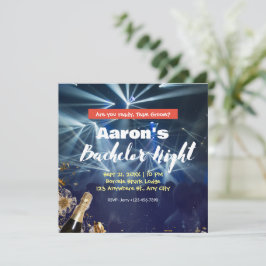 Invitación Naranja azul Fiesta habitación Bachelor Noche Invi