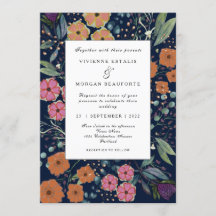 Naranja azul marino flores rosadas Boda de primave