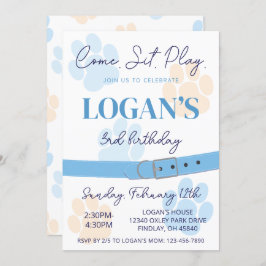 Invitación Naranja Azul Perro Paw Imprimir fiesta de cumpleañ