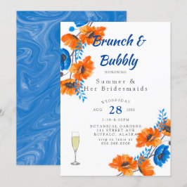 Invitación Naranja azul Poppy Bridesmaids Luncheon