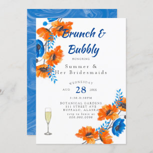 Invitación Naranja azul Poppy Bridesmaids Luncheon