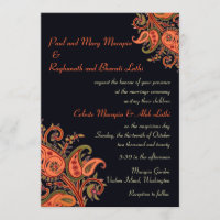 Naranja azul real Paisley Floral Boda indio