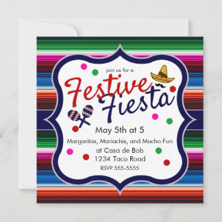 Invitación Naranja azul Sarape rosado Cinco de Mayo Invitació