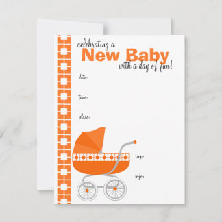 Invitación naranja Baby Buggy