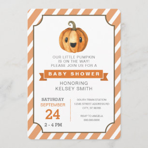 Invitación Naranja Baby Shower de la calabaza de Halloween