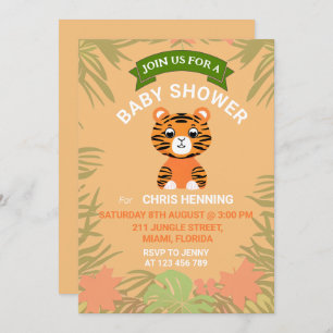 Invitación Naranja Baby Tiger Baby Shower