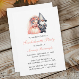 Invitación Naranja Bachelorette de Gnome de los Jardísimos