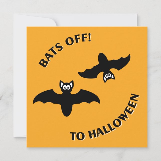 Invitación Naranja Bats de Halloween (Anverso)