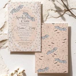 Invitación Naranja Bats Spooky Cute Baby Shower