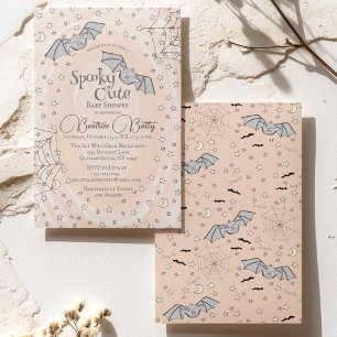 Invitación Naranja Bats Spooky Cute Baby Shower
