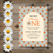 Naranja Beige Daisies Arco Floral Primer cumpleaño