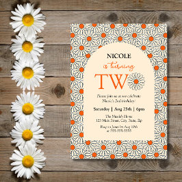 Invitación Naranja Beige Daisies Arco Floral Segundo cumpleañ