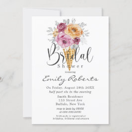 Invitación Naranja Berry Crema De Hielo Rosa Cone Ducha De No