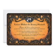 Naranja Black Skeletons Halloween Wedding RECEPTIO