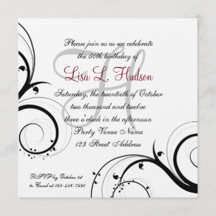 Invitación Naranja blanca gris roja Naranja Blanca 50 cumplea