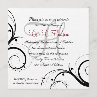 Invitación Naranja blanca gris roja Naranja Blanca 50 cumplea