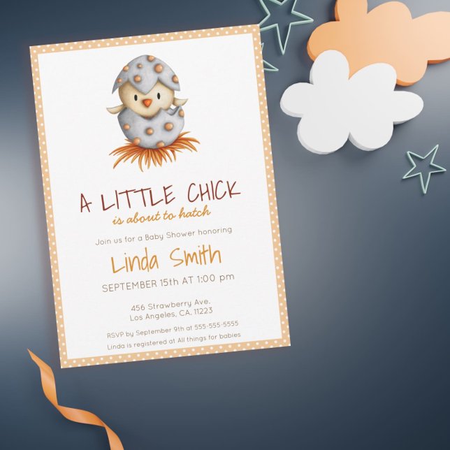 Invitación Naranja blanco Nido de pájaro Nido Neutral Baby Sh (Subido por el creador)
