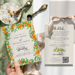 Invitación Naranja Blossom Citrus Boda Detalles y sitio web
