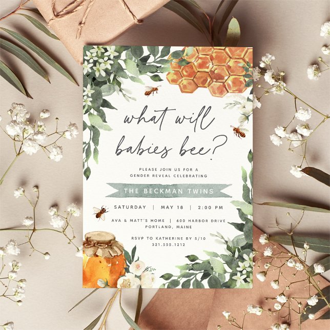 Invitación Naranja Blossom Honey Bee Twins Fiesta de Revuelta (Subido por el creador)