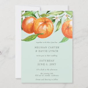 Invitación Naranja Blossoms Citrus Boda Botánico