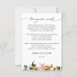 Invitación Naranja Blossoms Honeymoon Wish<br><div class="desc">Naranjas y vegetación Calligraphy Boda Honeymoon Descanso cuidado en el recinto. Personalizar con su texto</div>